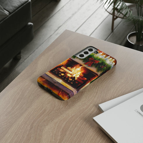 Candles on the Hearth Decorated for Christmas - Impact Resistant Phone Case